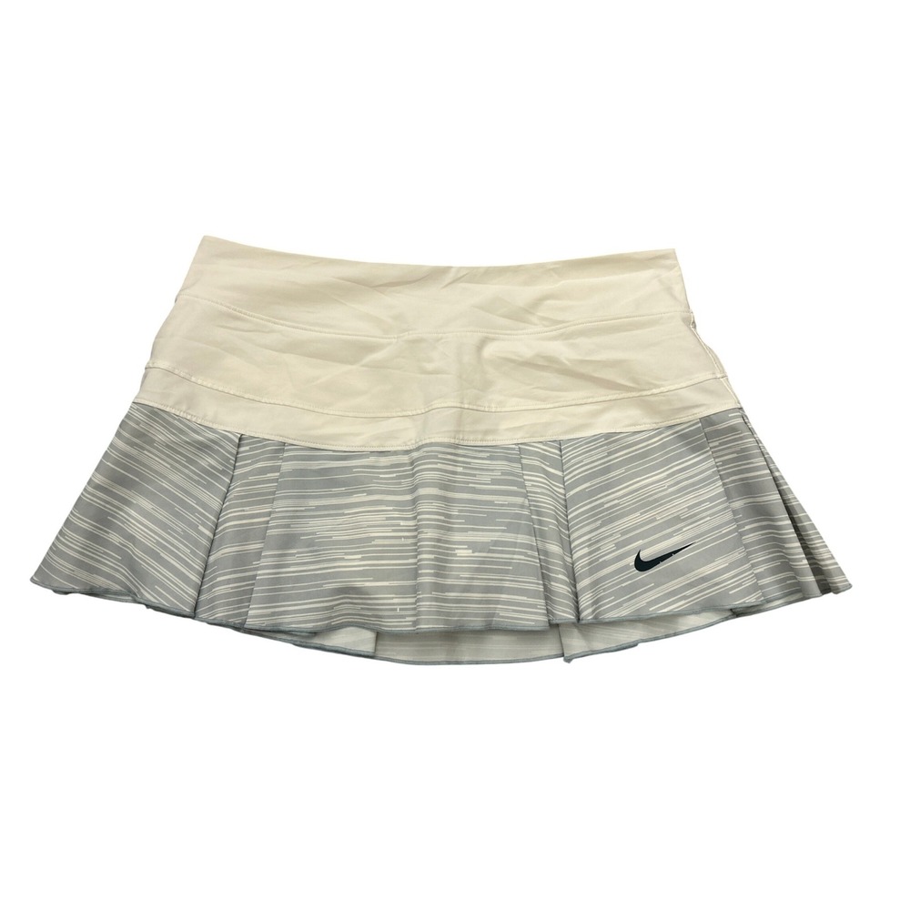 Nike Tennis Skort Womens Medium White Grey Pleated Dri-FIT Excellent Athletic